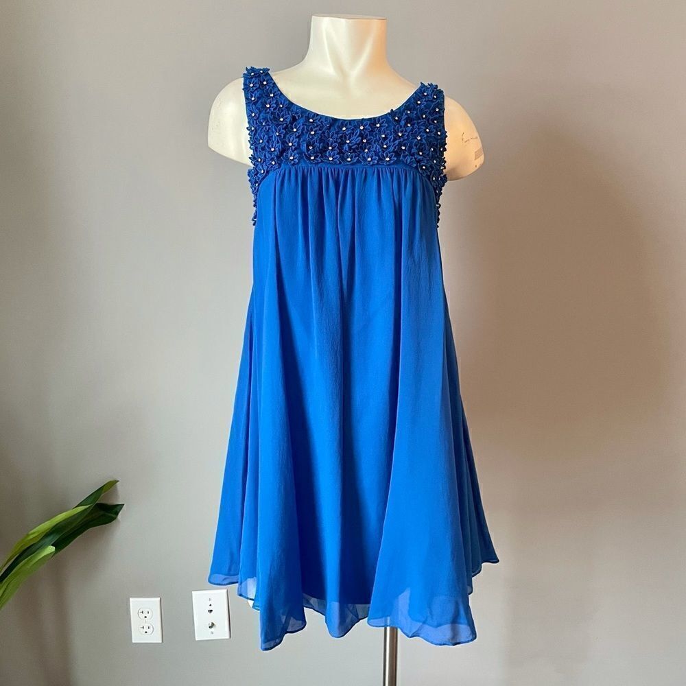 Betsey Johnson blue floral detail dress